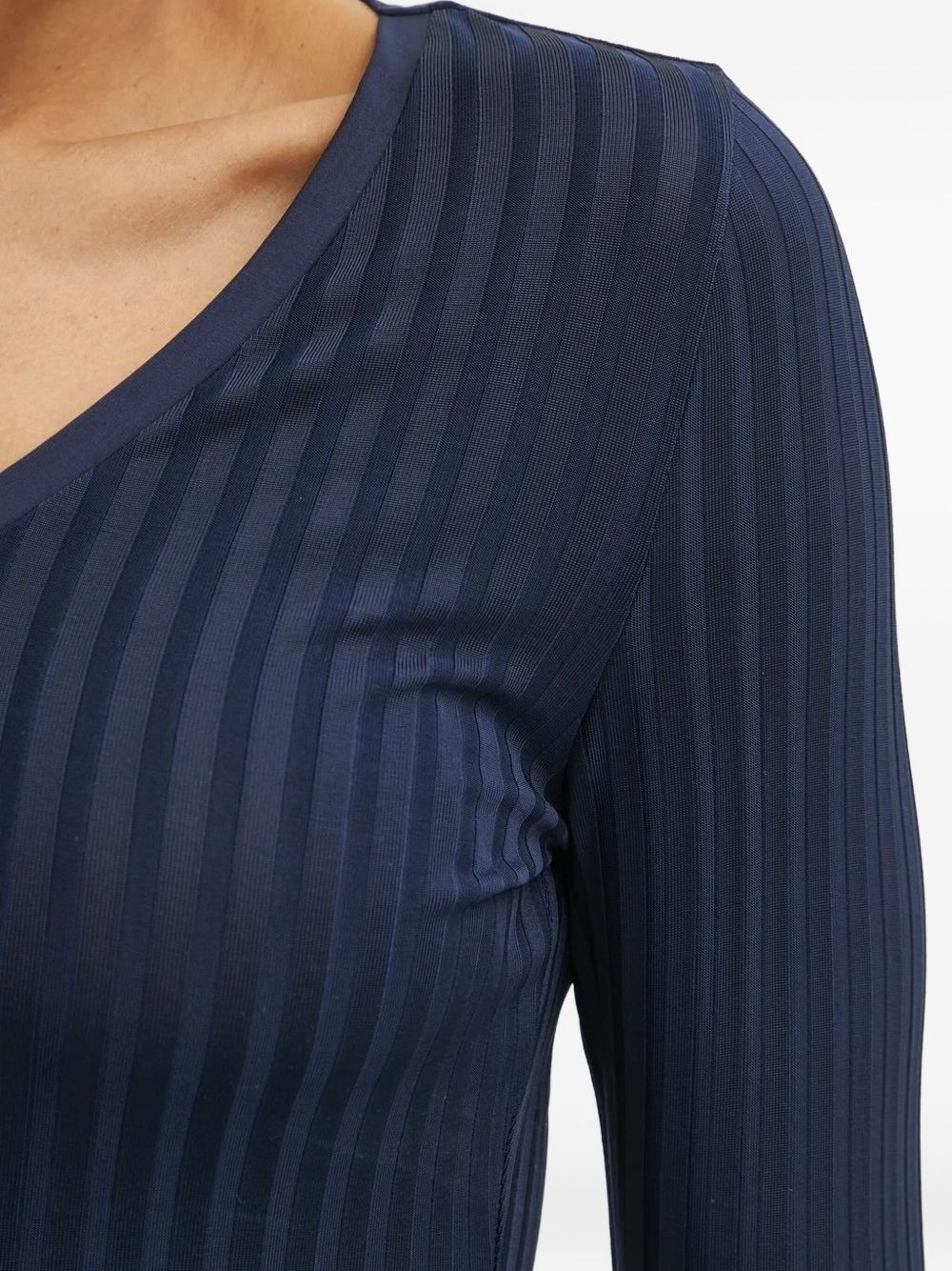ribbed v-neck top - 4
