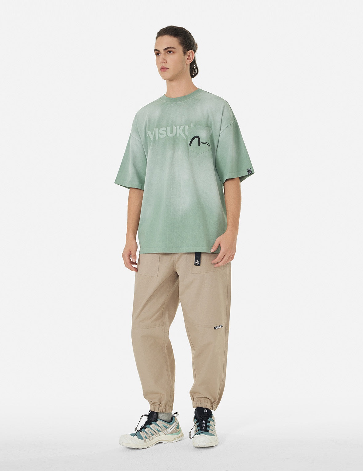 Garment Dyed Calligraphy Logo Print Oversized T-shirt - 4