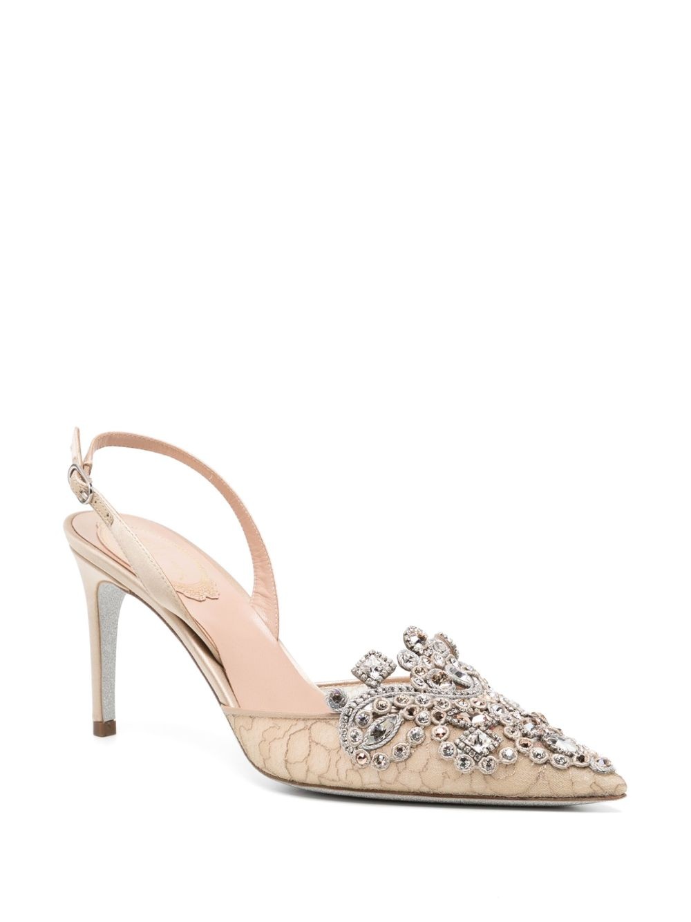 50mm Veneziana crystal slingback pumps - 2