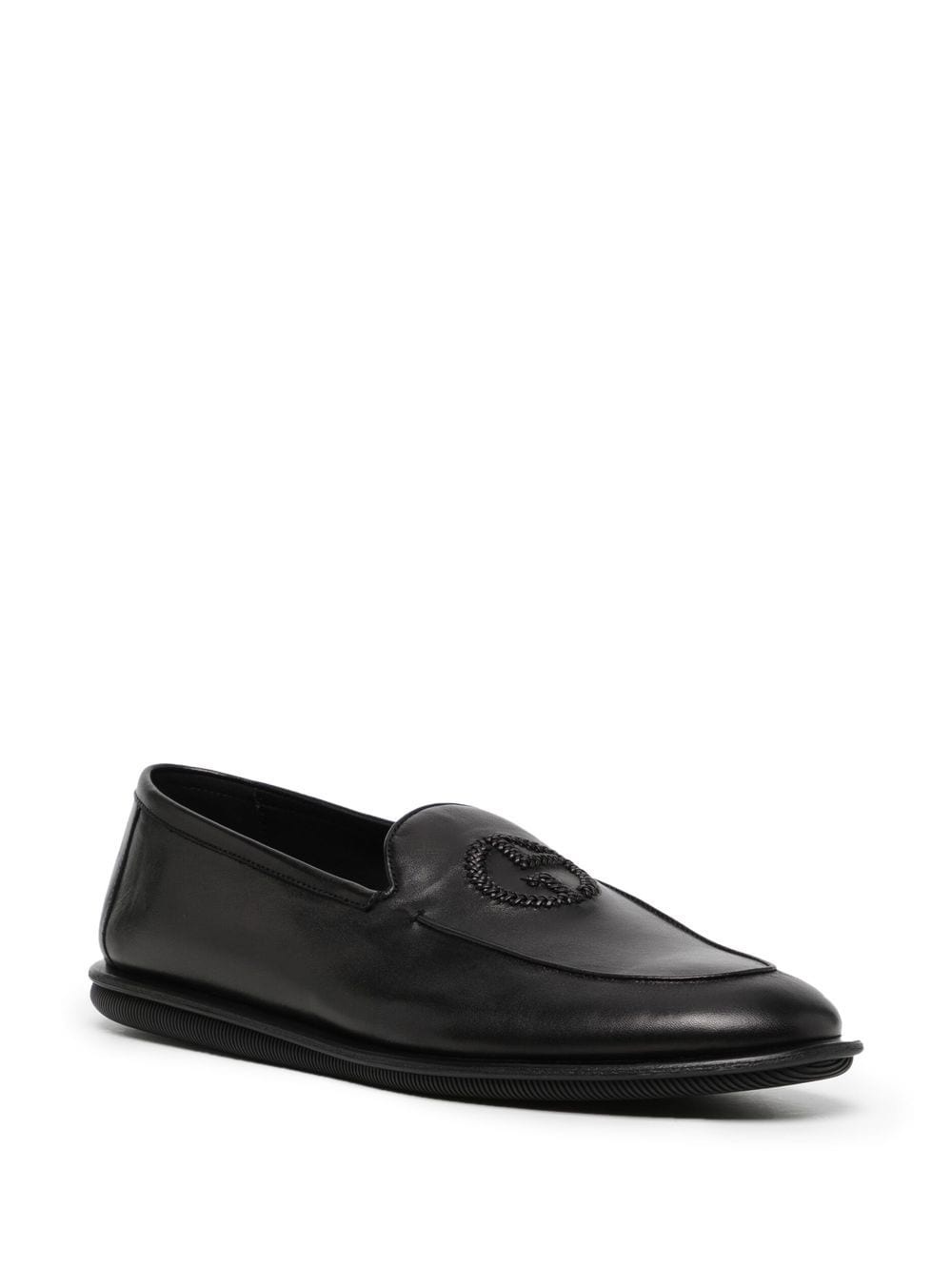 embroidered-logo leather slippers - 2