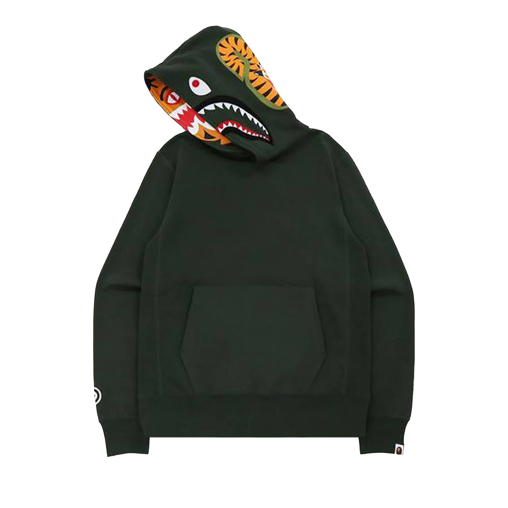 BAPE Shark x Tiger Pullover Hoodie 'Olive Drab' - 2