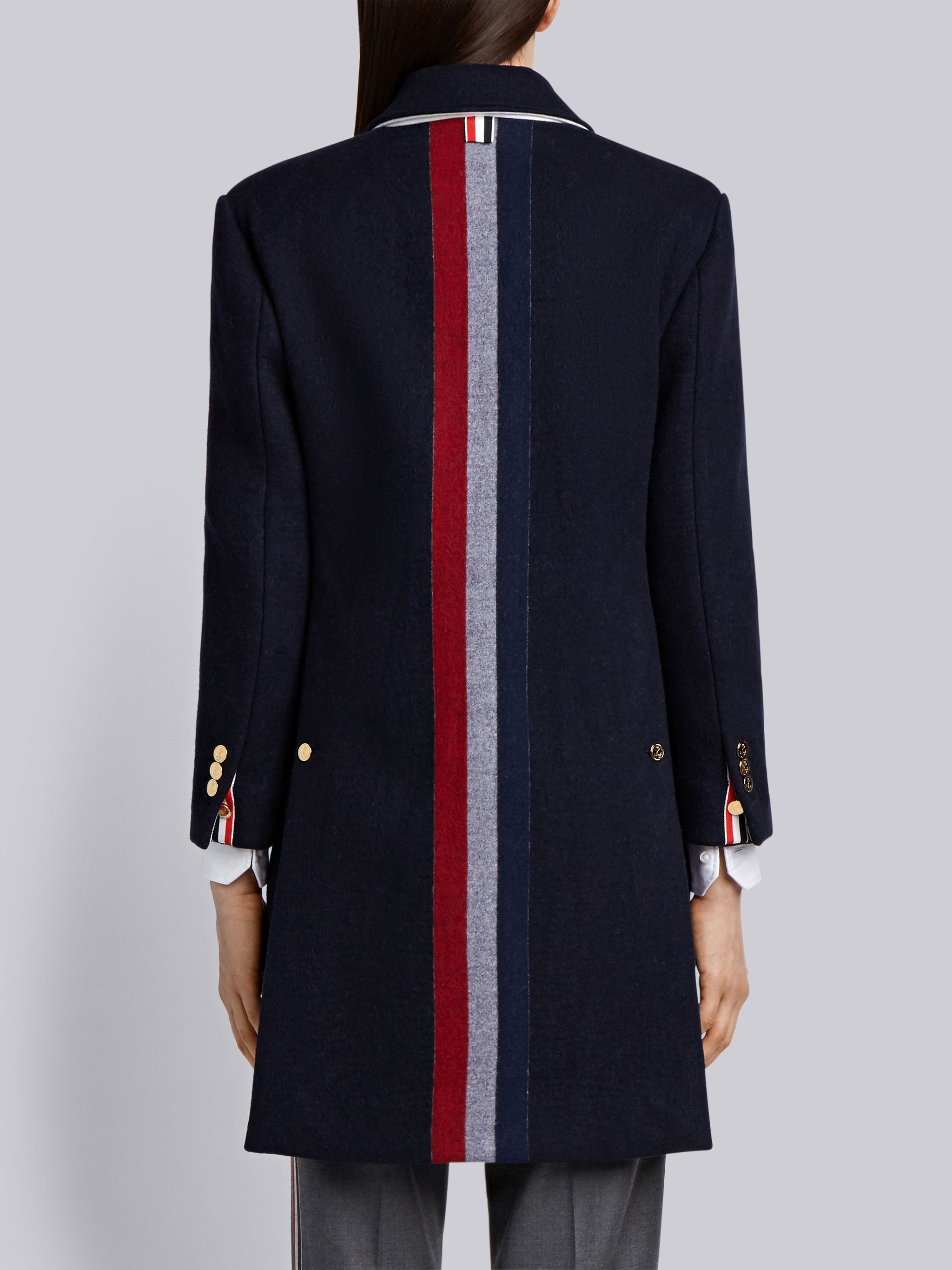 Unlined Stripe Wool Overcoat - 2