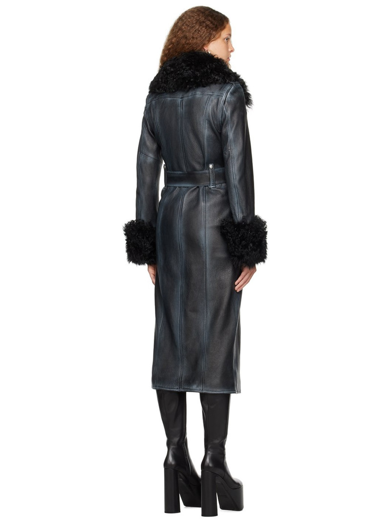 Black Distressed Leather Coat 3