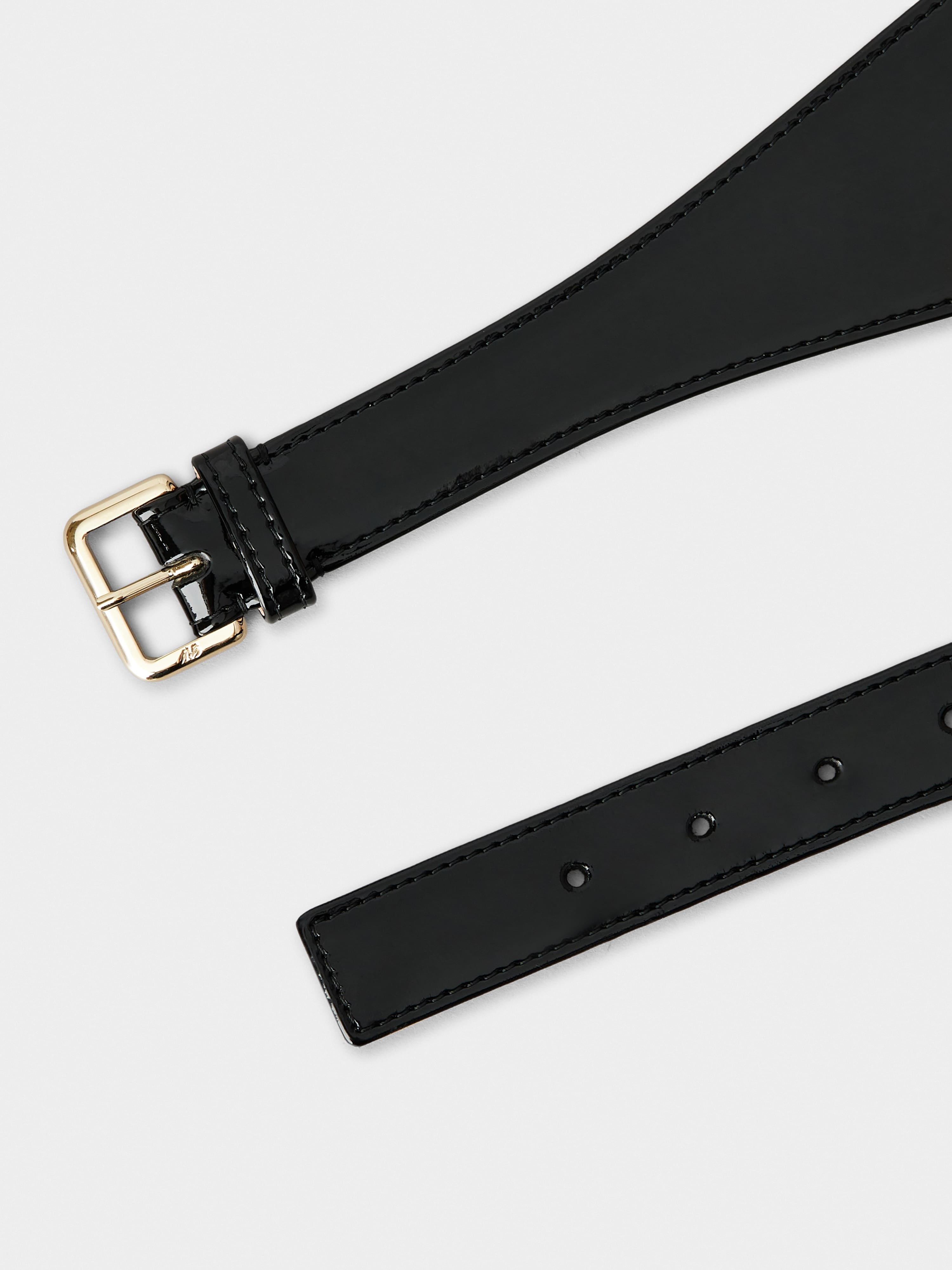 Viv' Choc Lacquered Buckle Belt in Patent Leather - 2