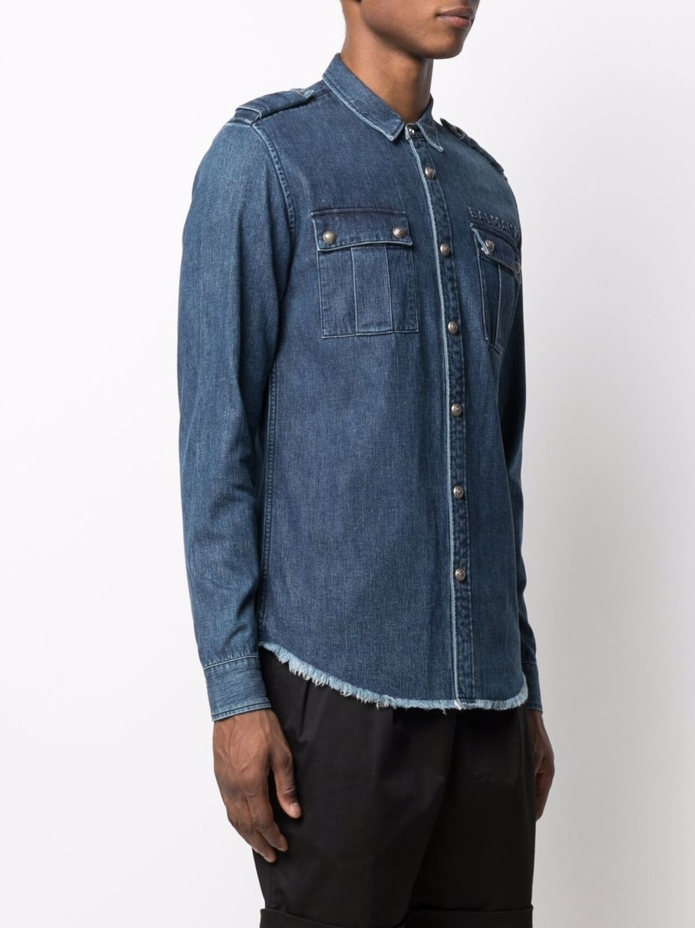 logo-embossed denim shirt - 3