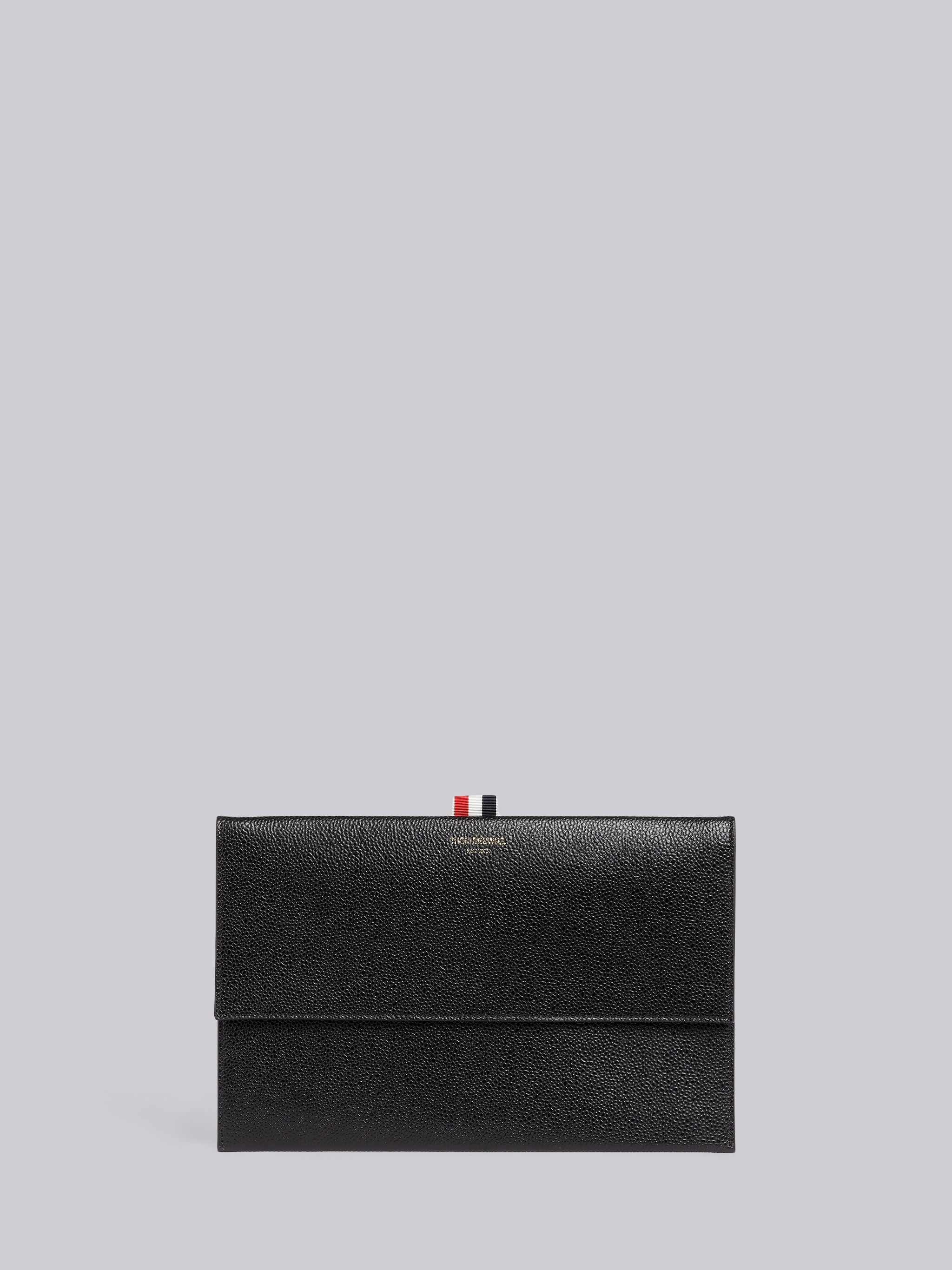 Black Pebbled Calfskin Flap Folio - 1