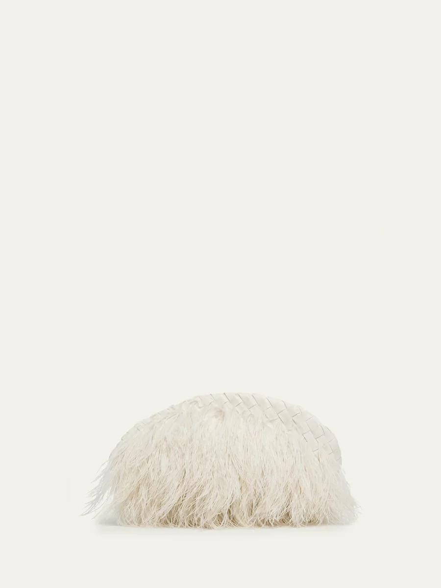 Nappa Leather & Feather Clutch Bag - 1