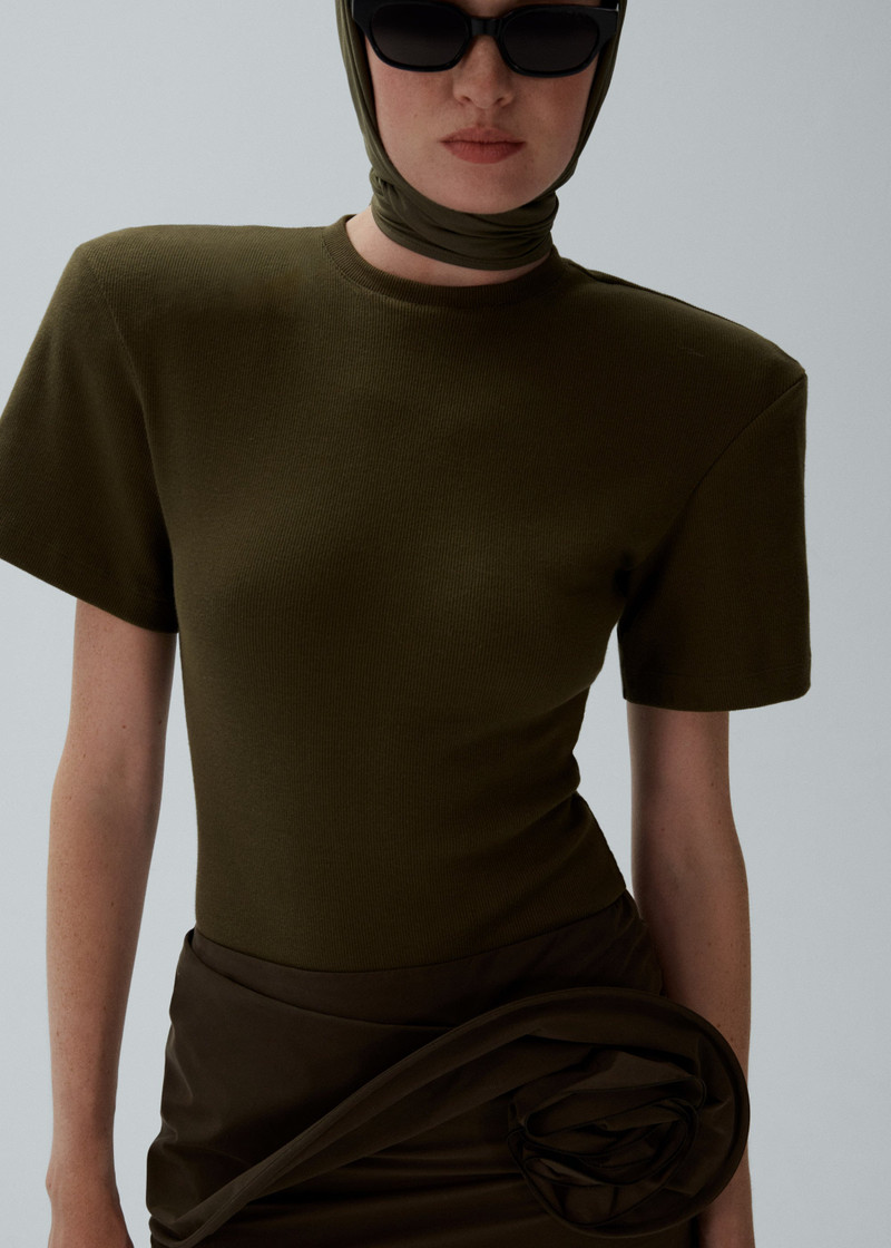 MAGDA BUTRYM Low waist floral appliqué mini skirt in brown outlook