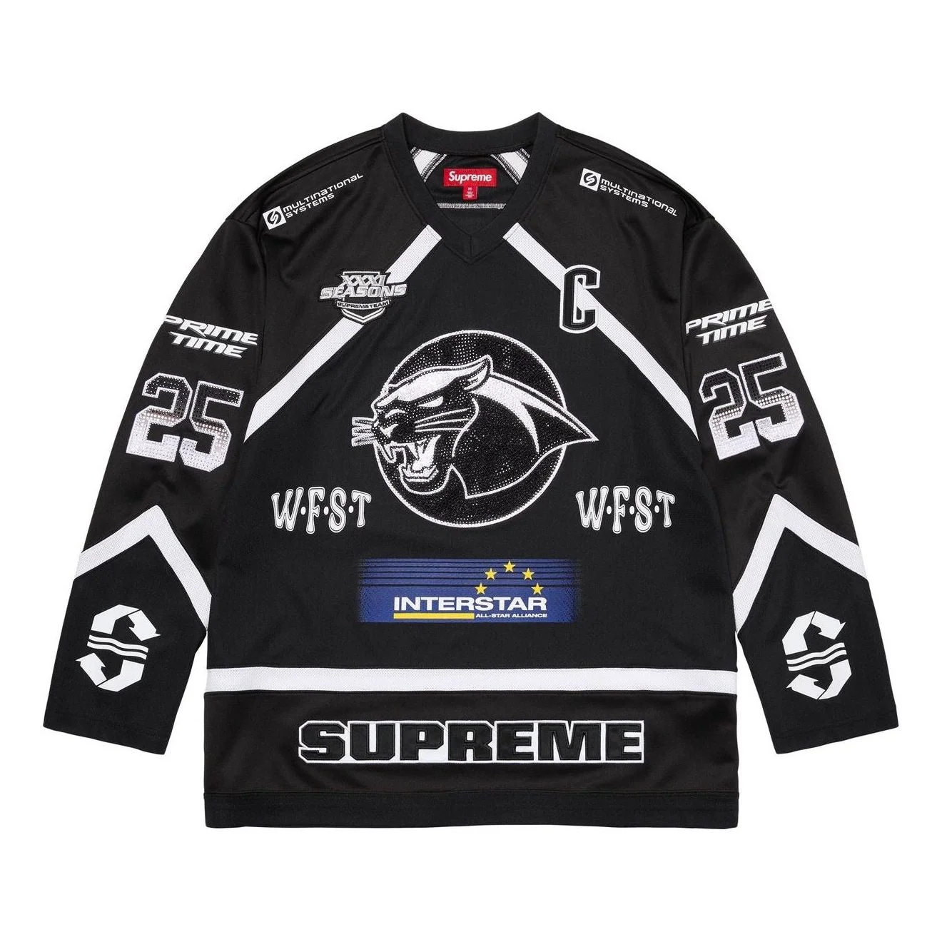 Supreme Rhinestone Hockey Jersey 'Black' SS25KN29-BLACK - 1