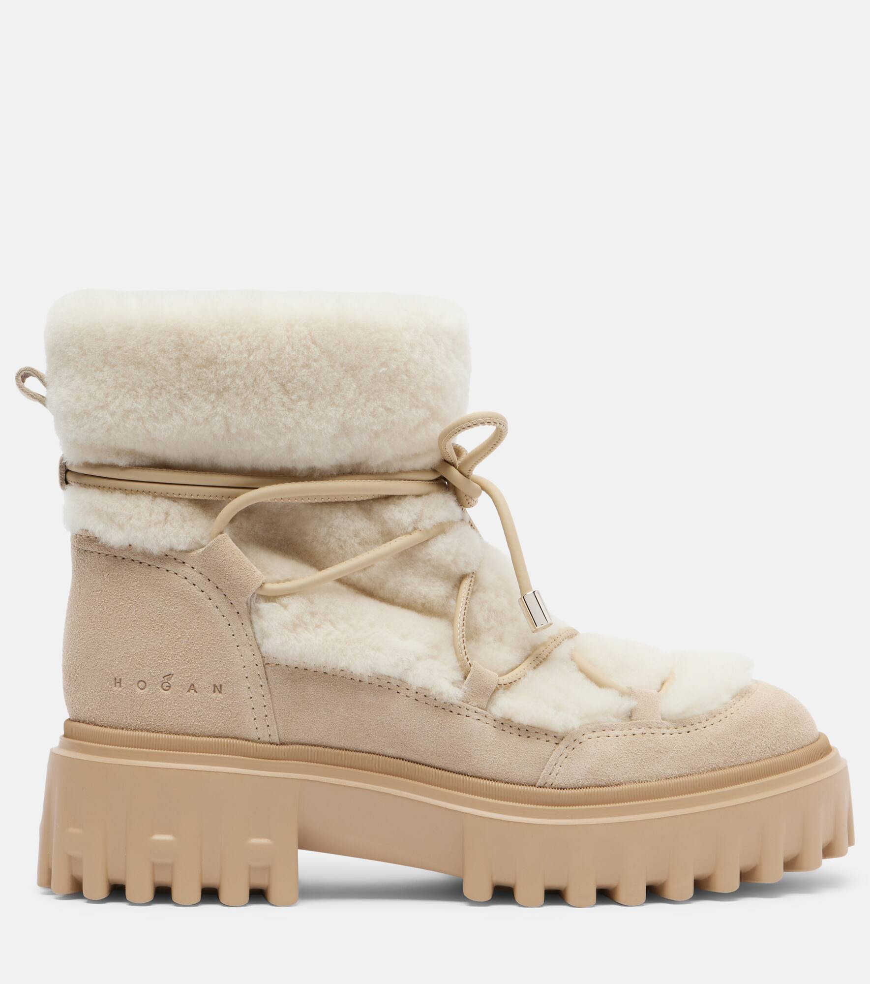 Hogan H700 shearling-trimmed suede ankle boots - 4