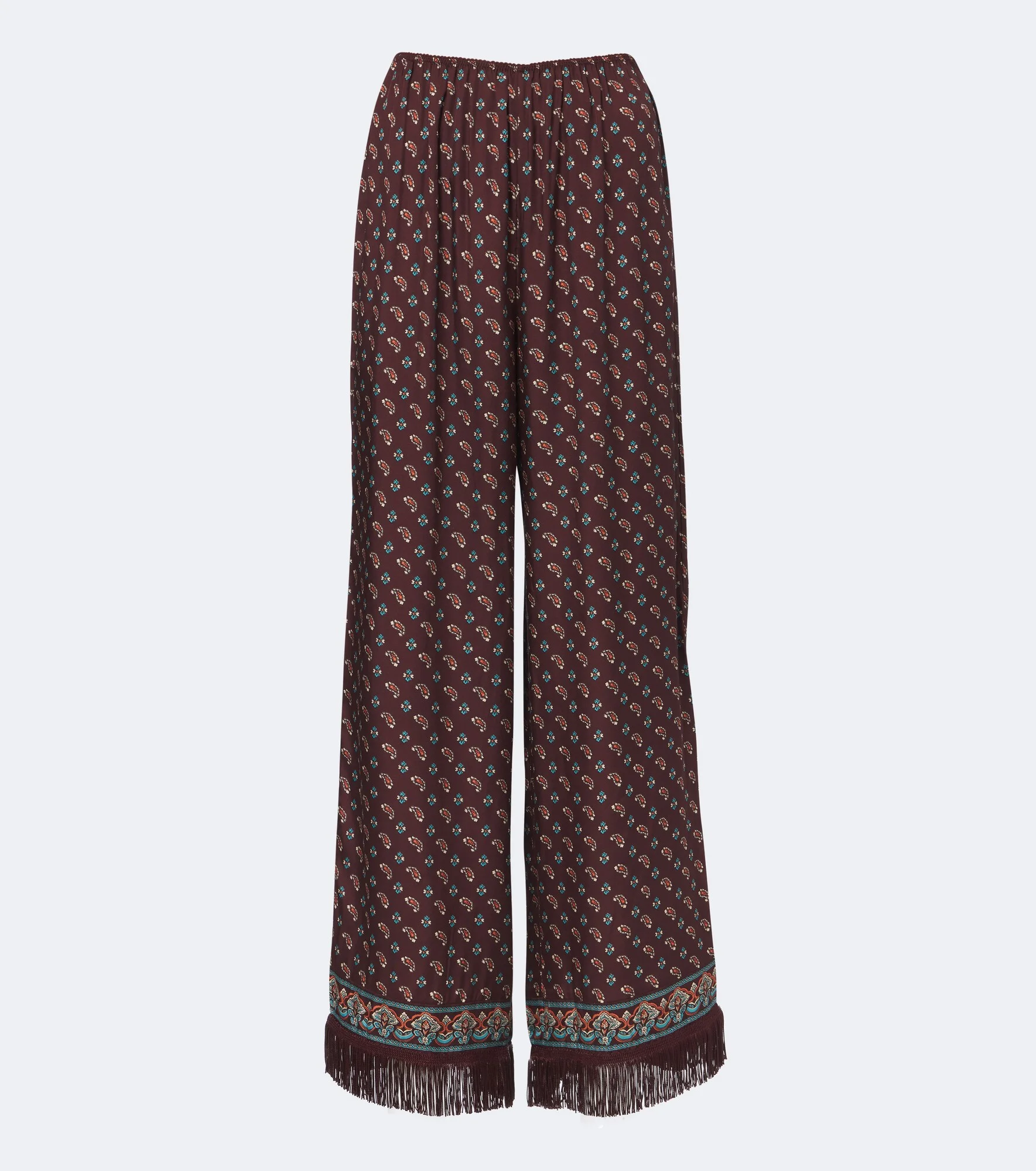 Lavona fringed silk-blend wide-leg pants - 1