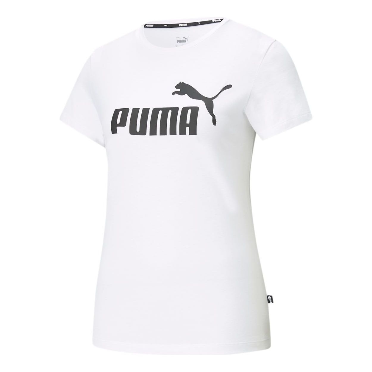 (WMNS) PUMA Essentials Logo T-shirt 'White Black' 586774-02 - 1