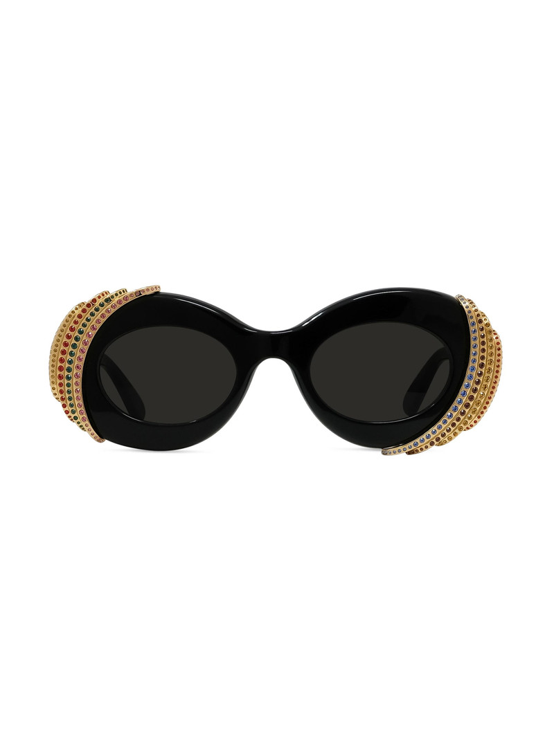Men's x Paula's Ibiza 47MM Oval Sunglasses - Black Gold Dark Grey 1
