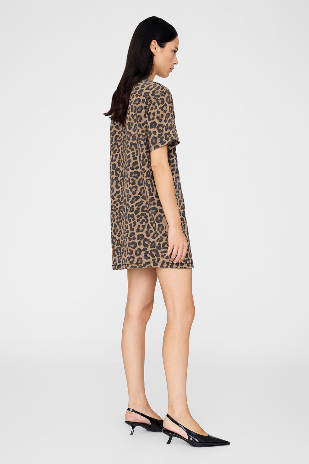 Beth Mini Dress - Black And Brown Leopard - 3