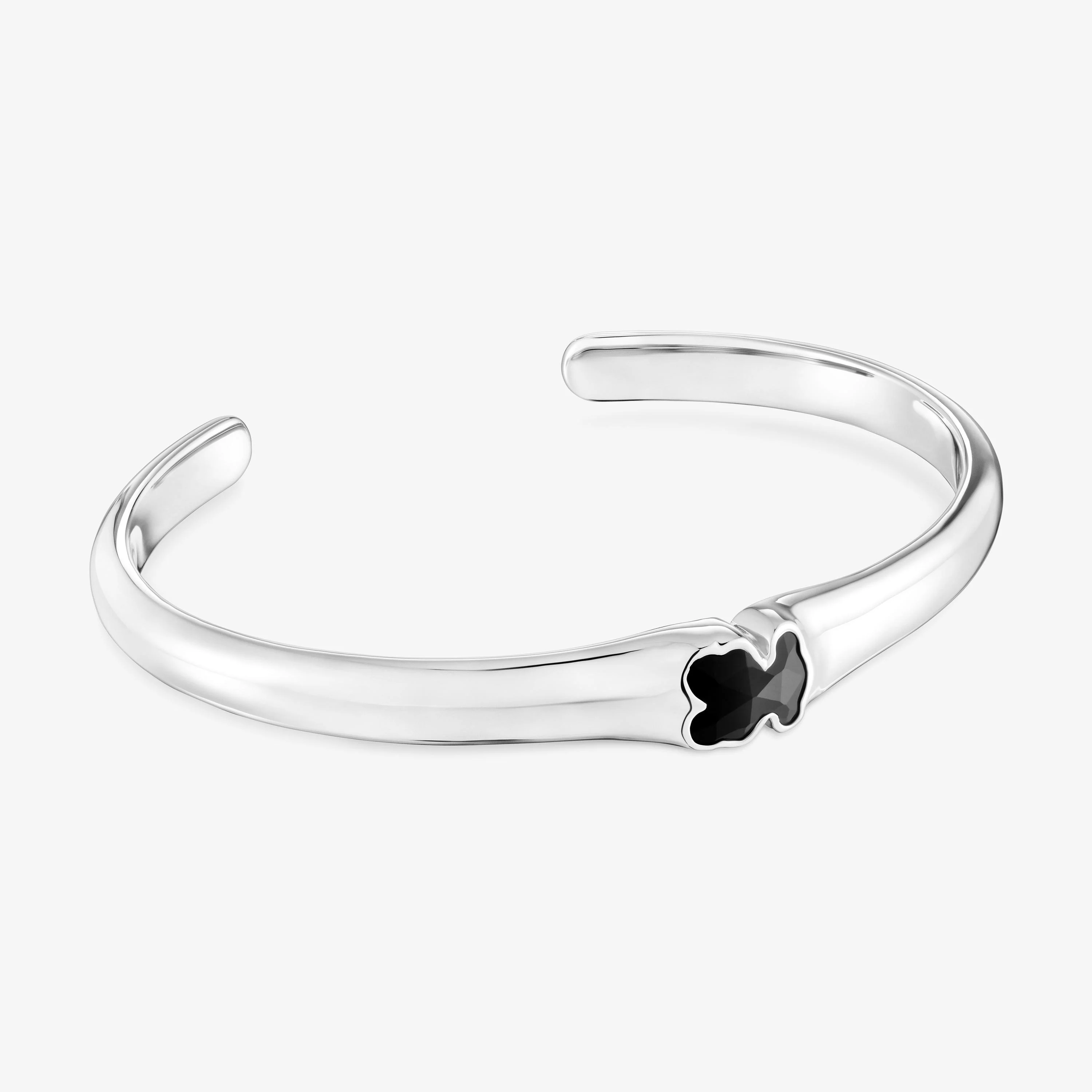 Silver Bangle with 10mm bear motif in onyx TOUS Icon Color - 1
