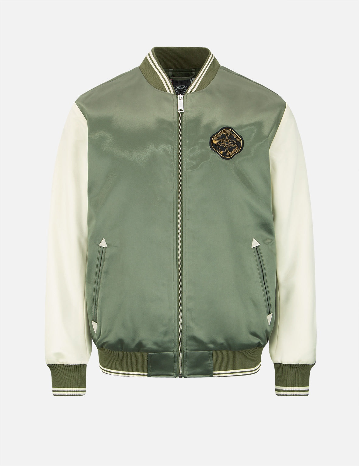 Tattoo Koi Embroidery Padded Bomber Jacket - 1