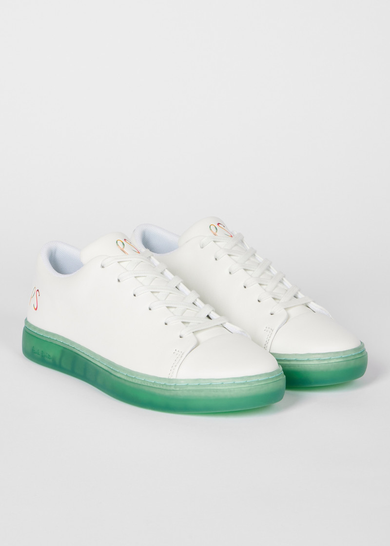 Paul Smith Women's White 'Lee' Trainers With Green Soles outlook