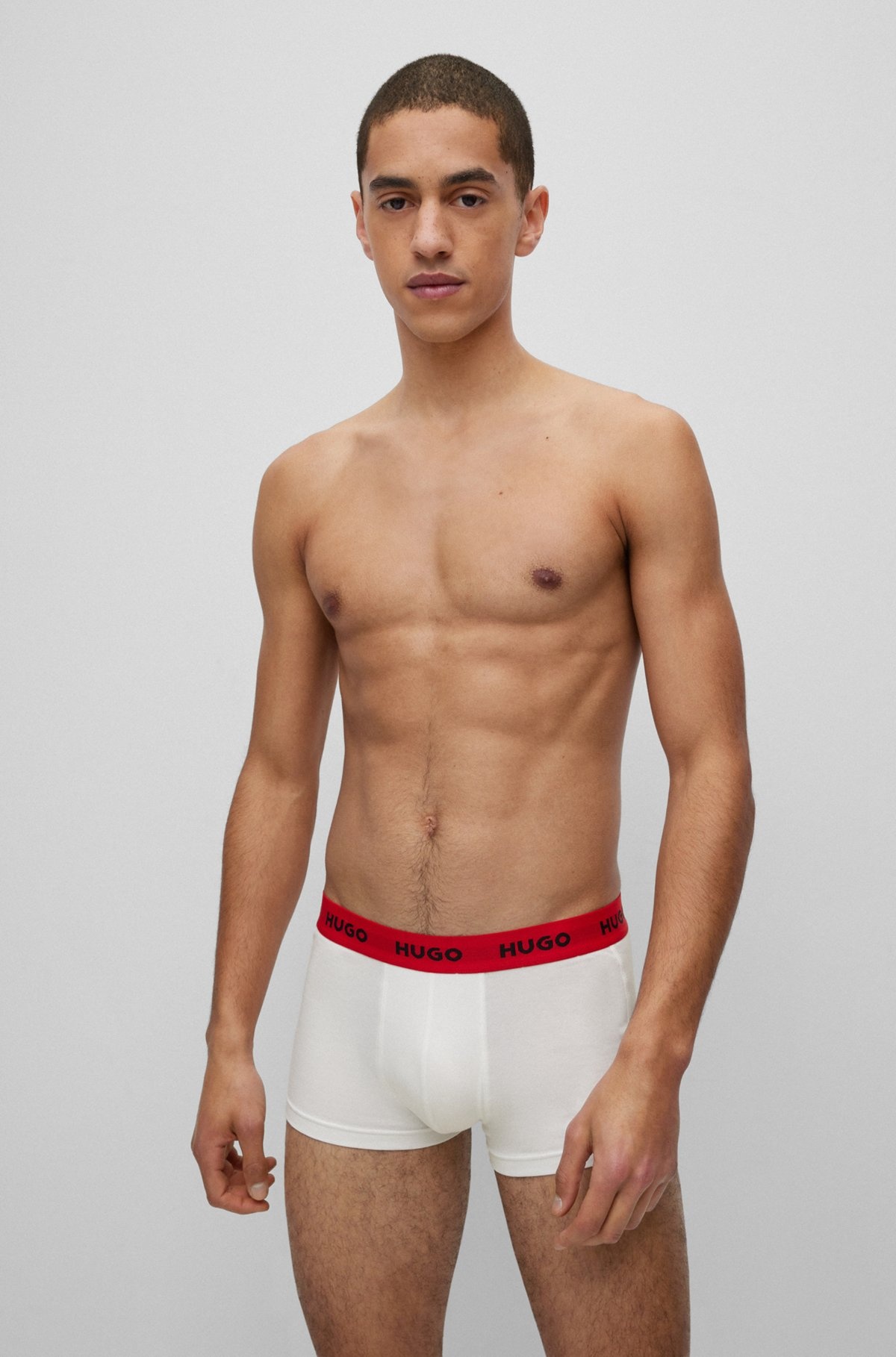 THREE-PACK OF LOGO-WAISTBAND TRUNKS IN STRETCH COTTON - 6