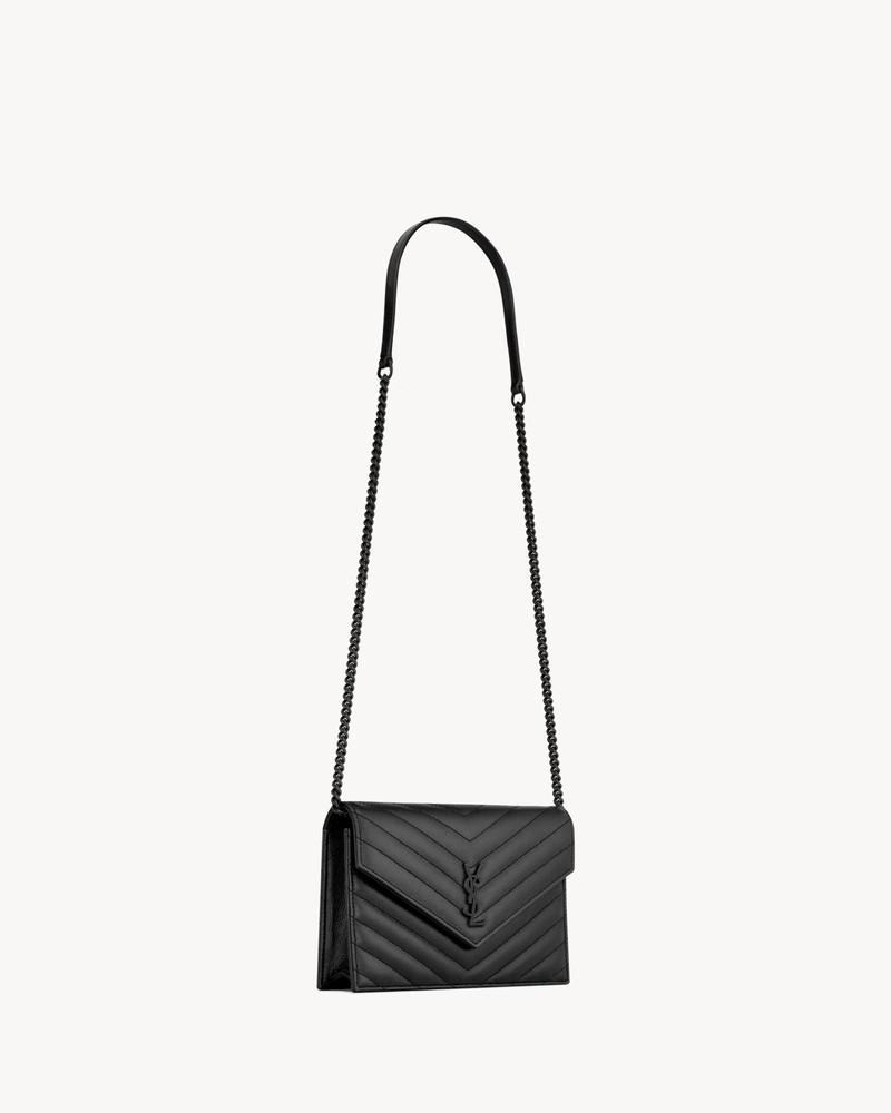 CASSANDRE ENVELOPE CHAIN WALLET IN GRAIN DE POUDRE LEATHER 6