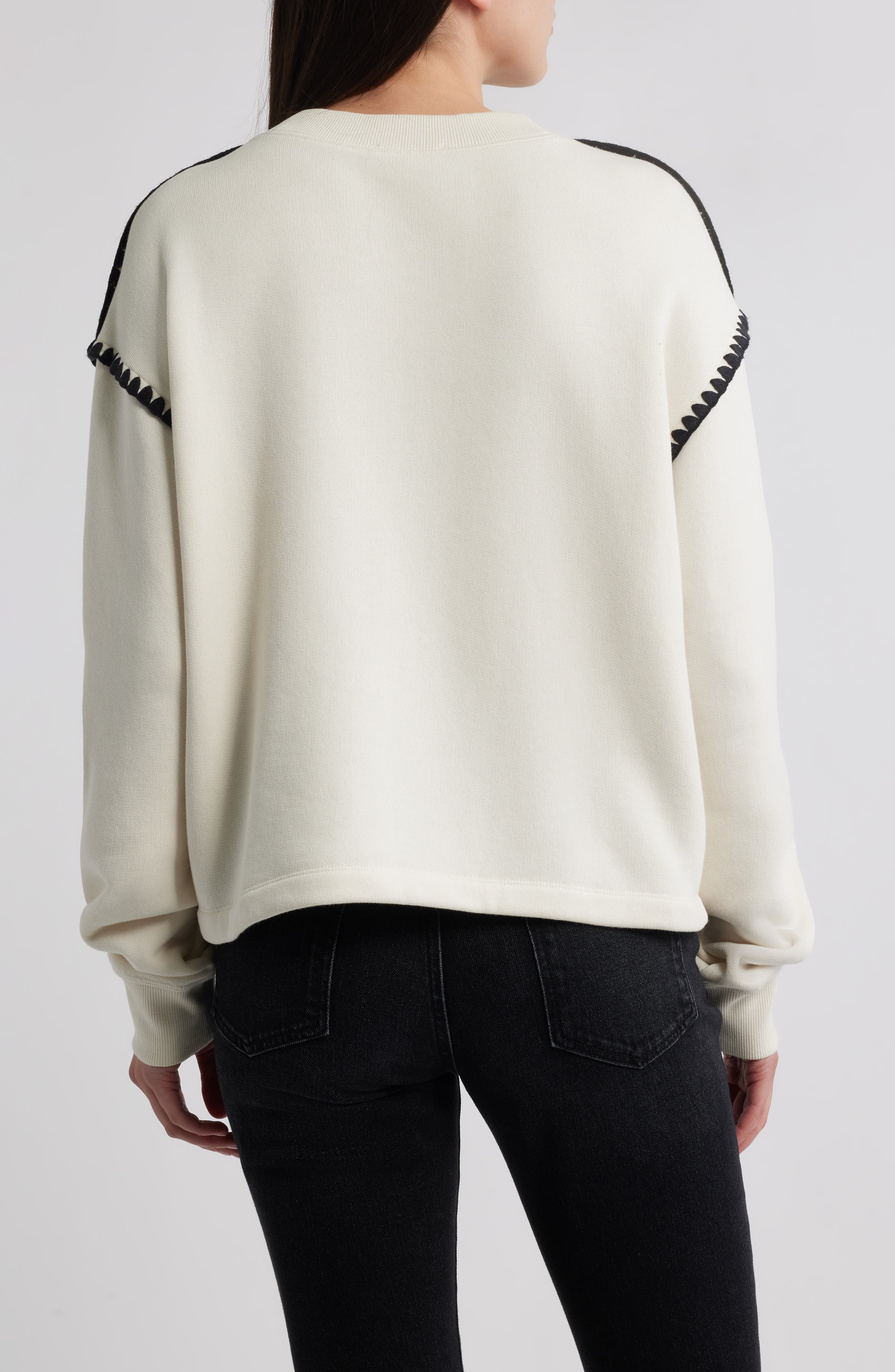 rag & bone Blanket Stitch Terry Sweatshirt in Chalk at Nordstrom - 2