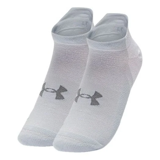 Under Armour ArmourDry Run No Show Socks 'White Grey' 1361164-100 - 1