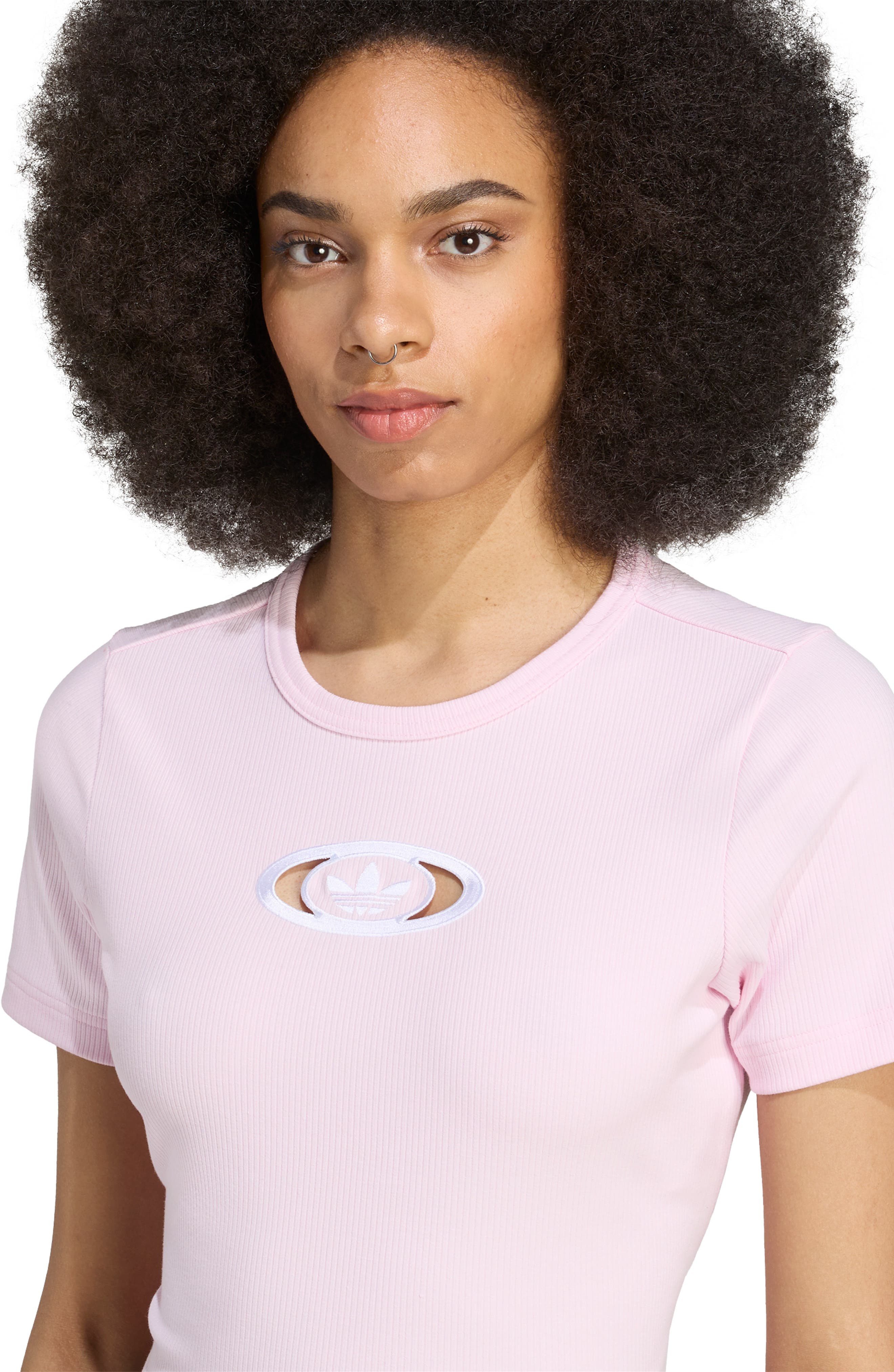 adidas Campus 2000 Back Cutout Rib Crop T-Shirt in Clear Pink at Nordstrom - 6
