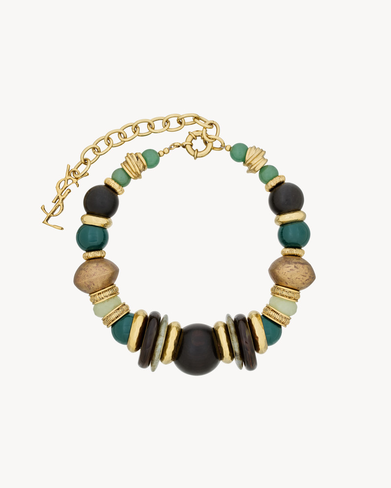 BEAD NECKLACE IN GEMSTONES, WOOD, RESIN, AND METAL 1