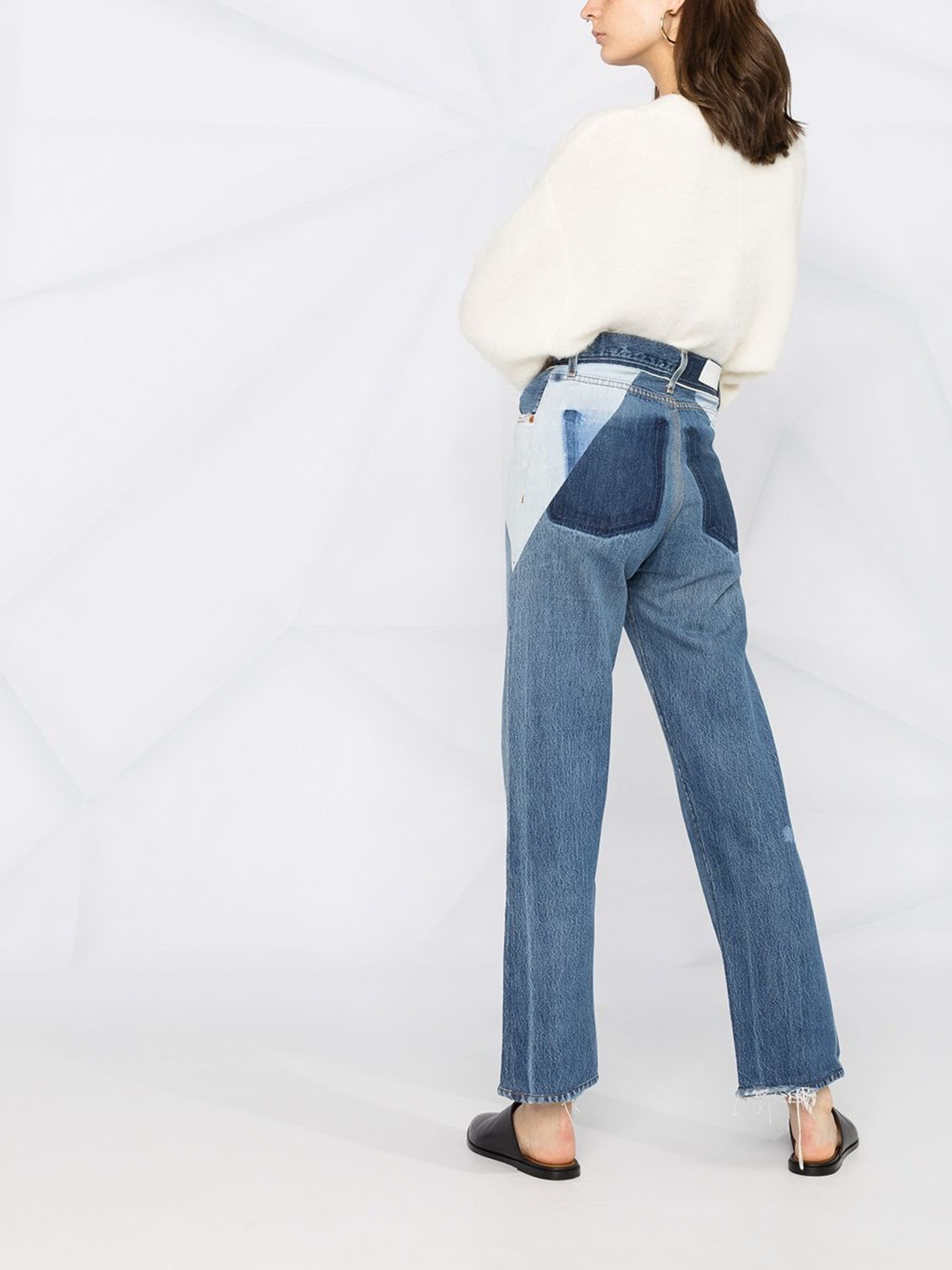 panelled straight leg jeans - 6