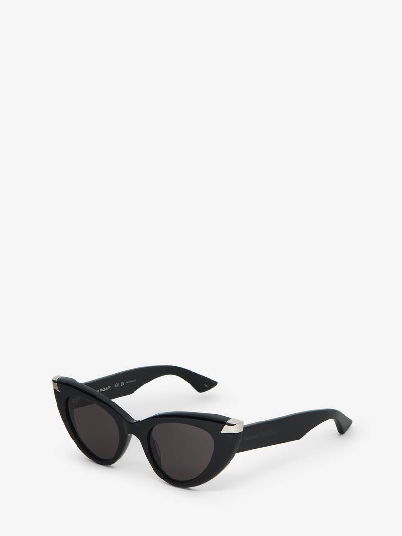 Women's Punk Rivet Cat-eye Sunglasses in Black/smoke - 3