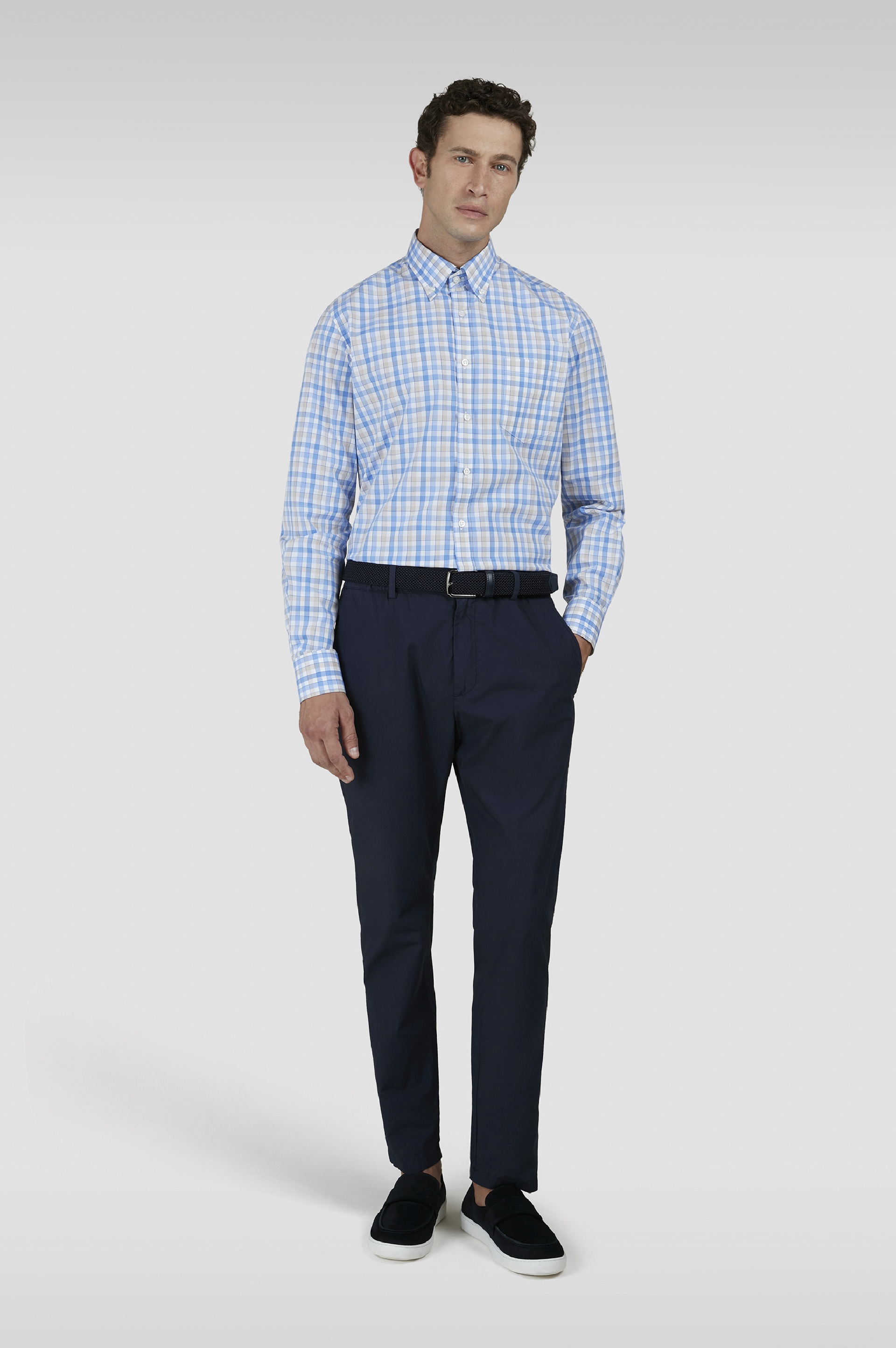 SOFT TOUCH COTTON POPLIN SHIRT WITH CHECK PATTERN - 2