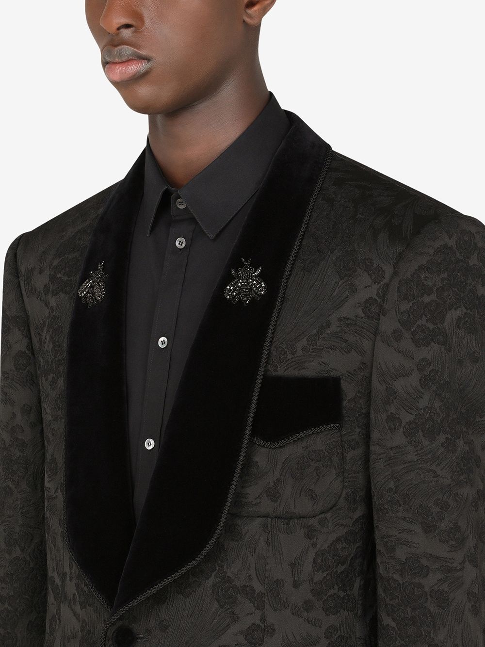 floral jacquard single-breasted blazer - 5