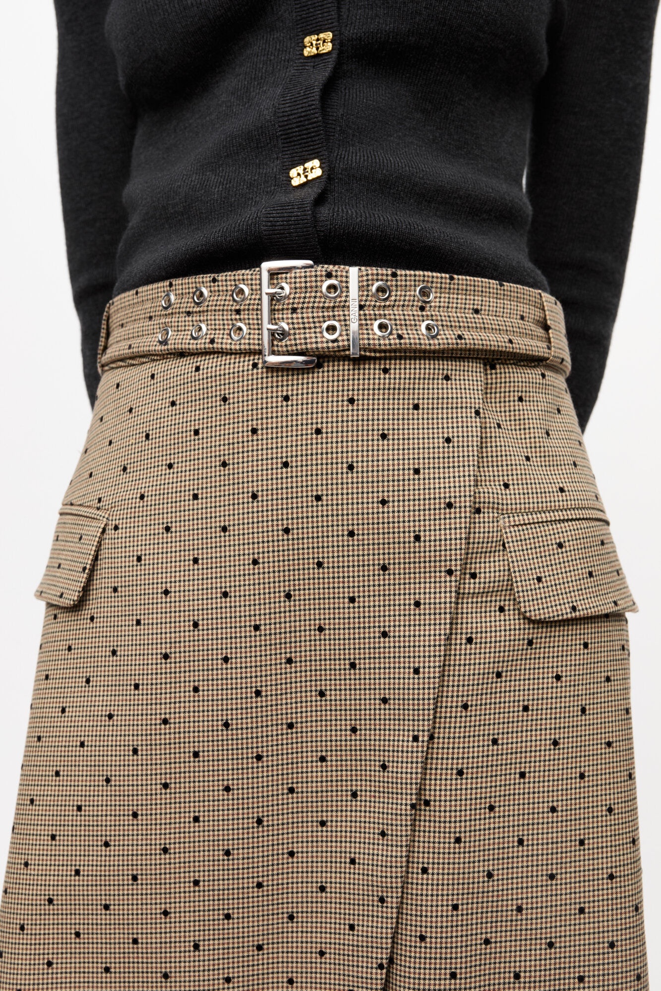 FLOCK CHECK SUITING SKIRT - 5