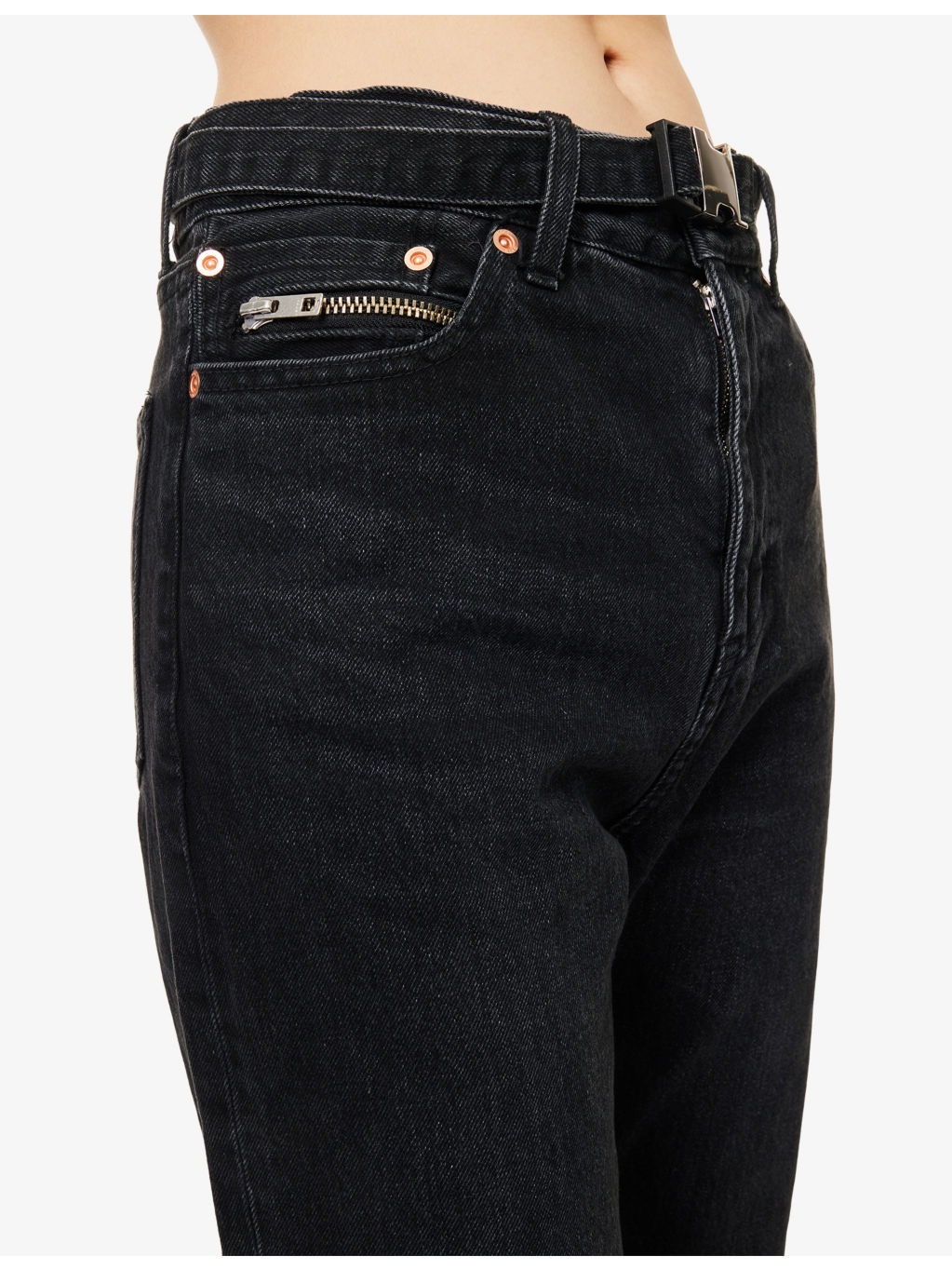 Belted Straight-Leg Denim Jeans - 5