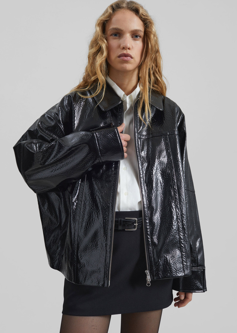 Arbor Crackled Faux Leather Jacket - Black 6