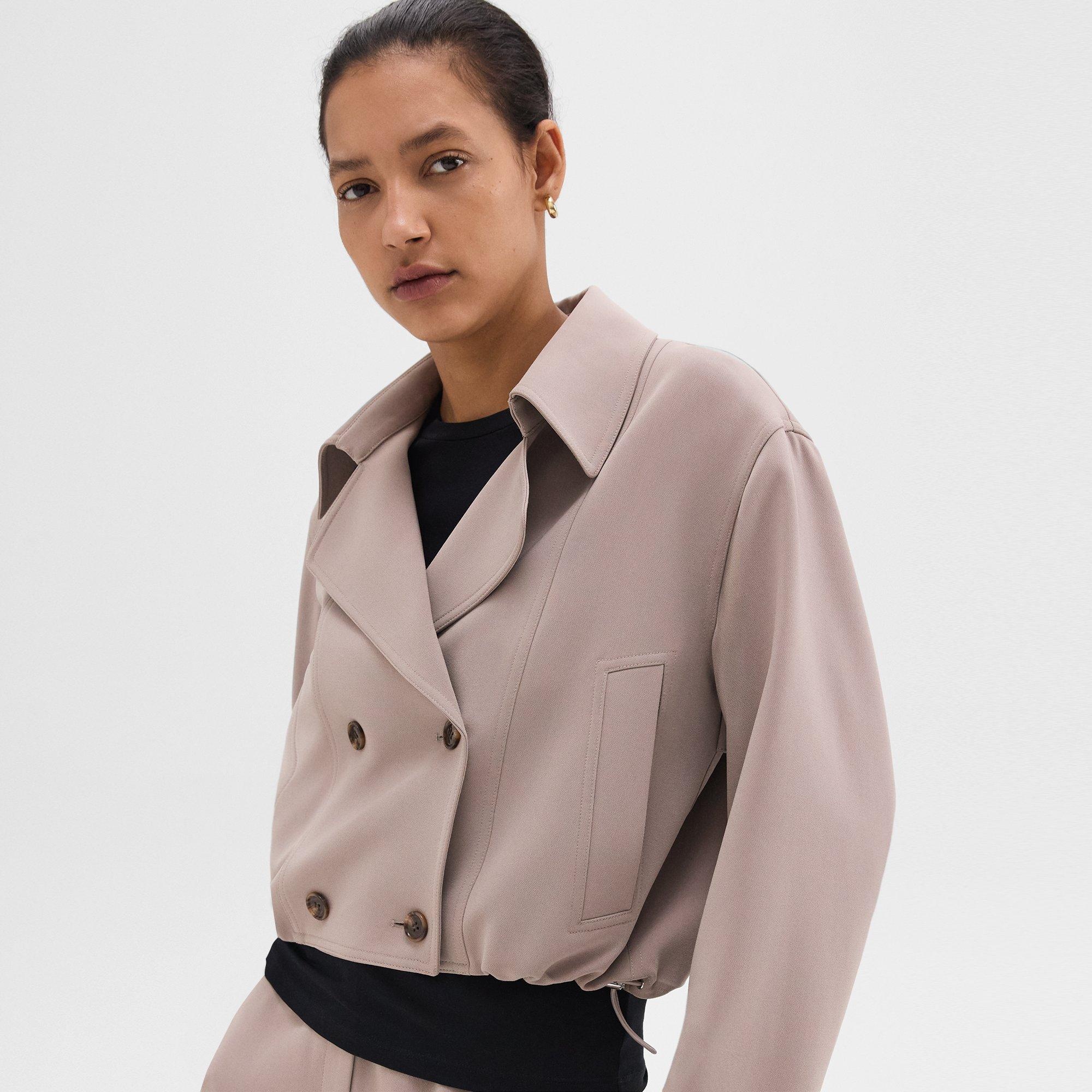 Double-Breasted Crop Trench in Admiral Crepe - 5