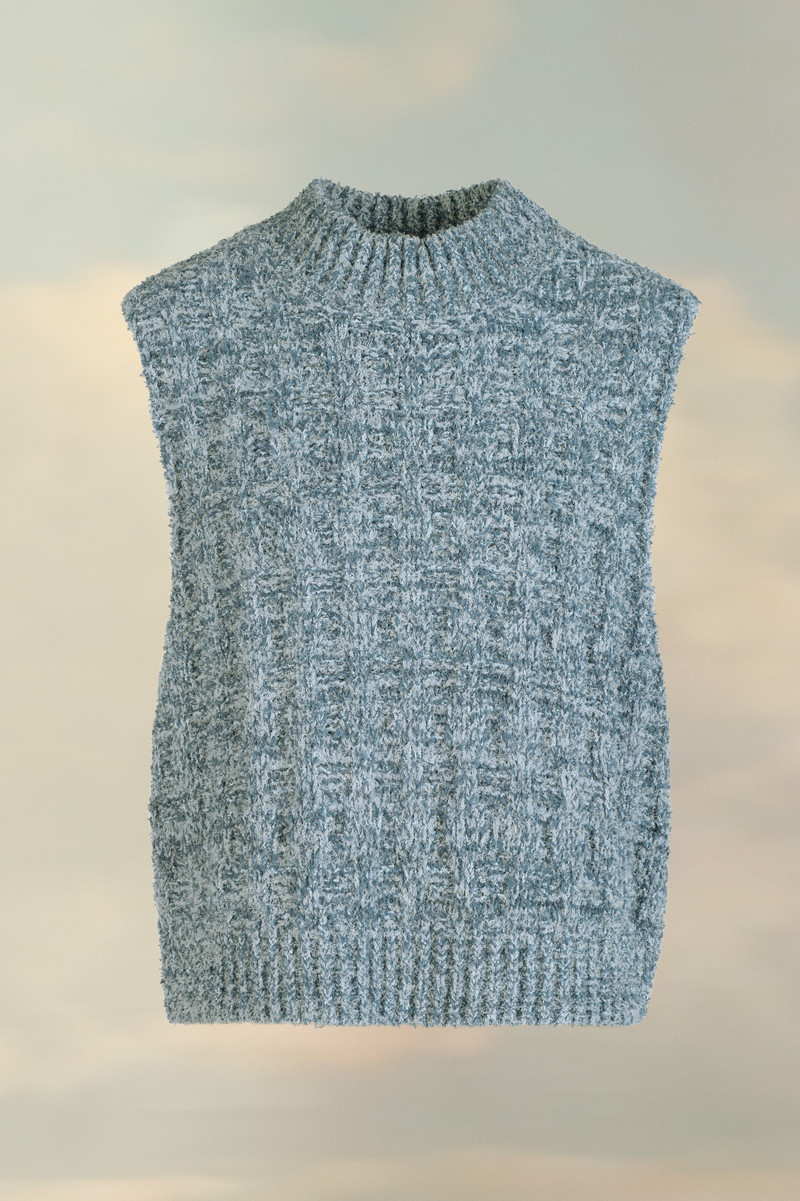 Denim boucle knit vest 1