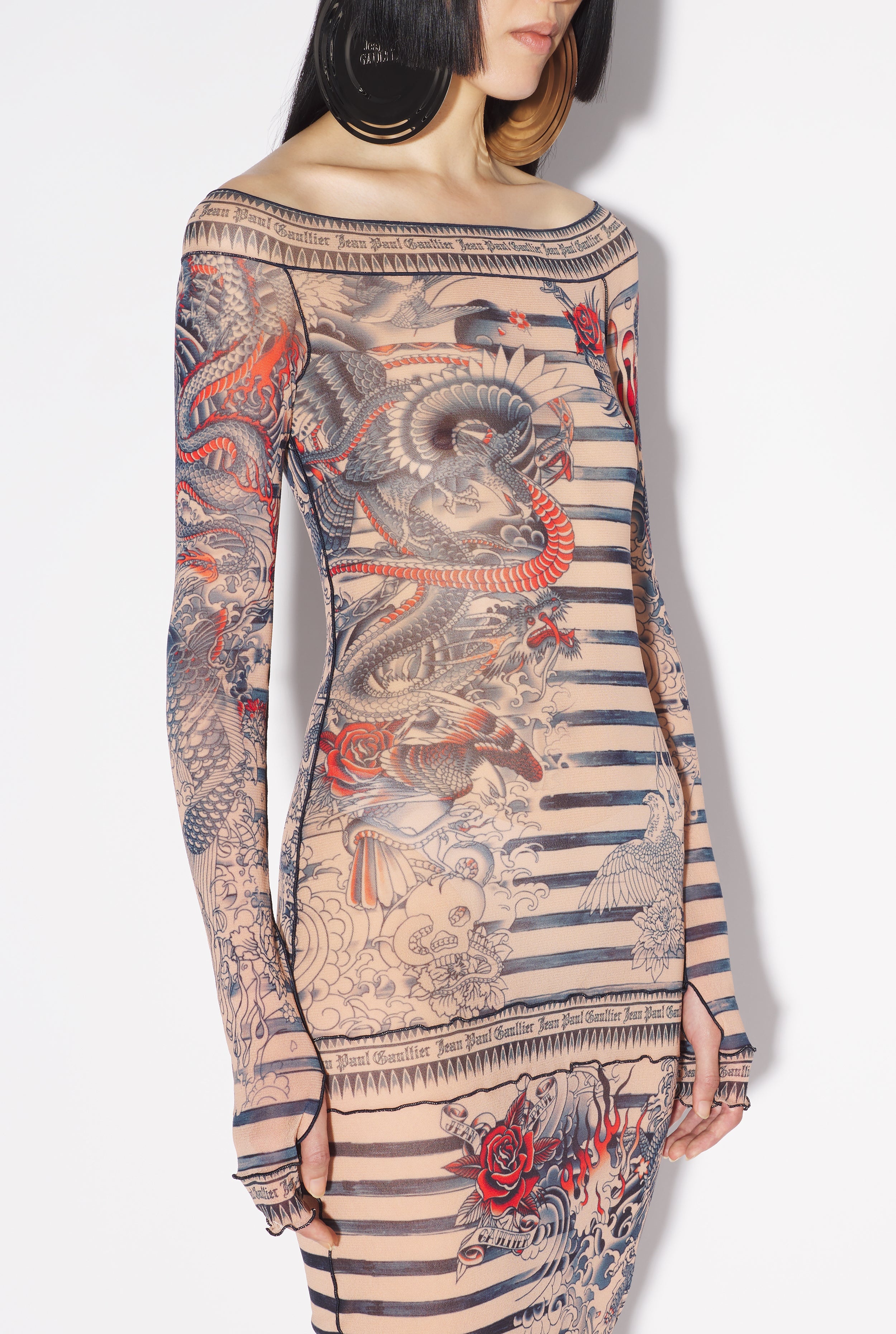 THE LONG NUDE SAILOR TATTOO DRESS - 4