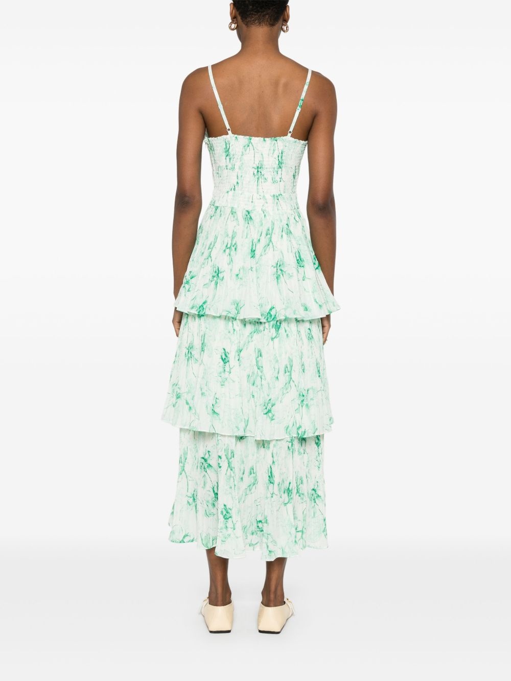 patterned ruffled maxi dres - 4