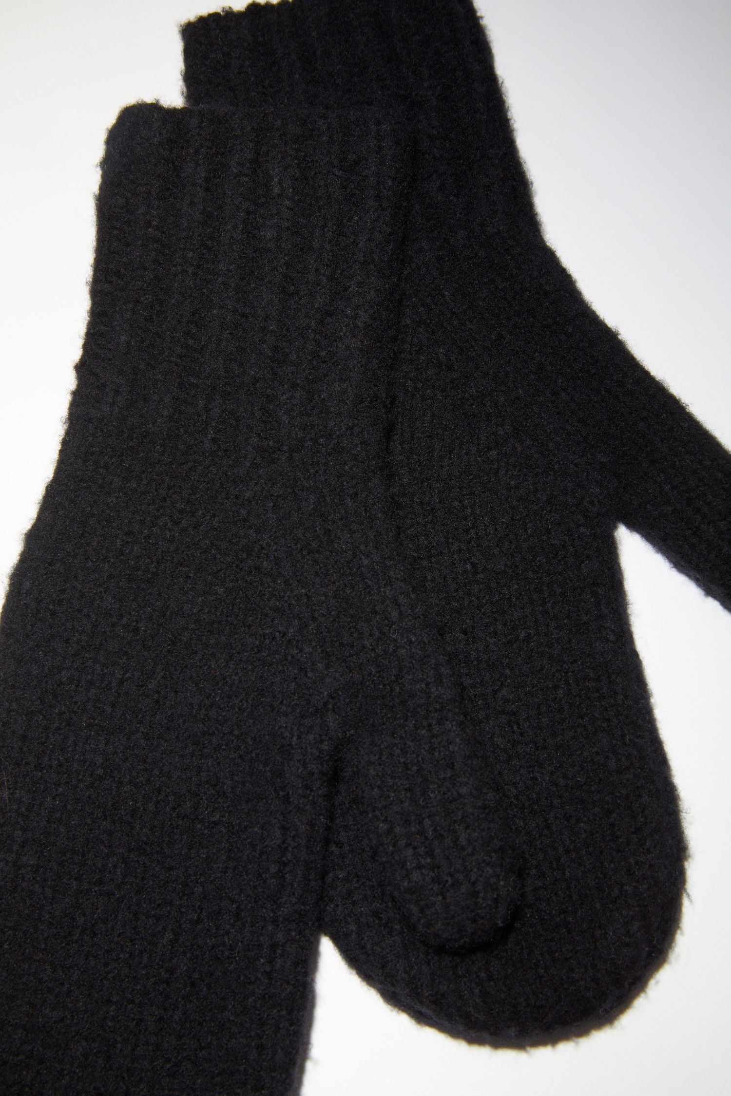 Wool blend mittens - All black - 3