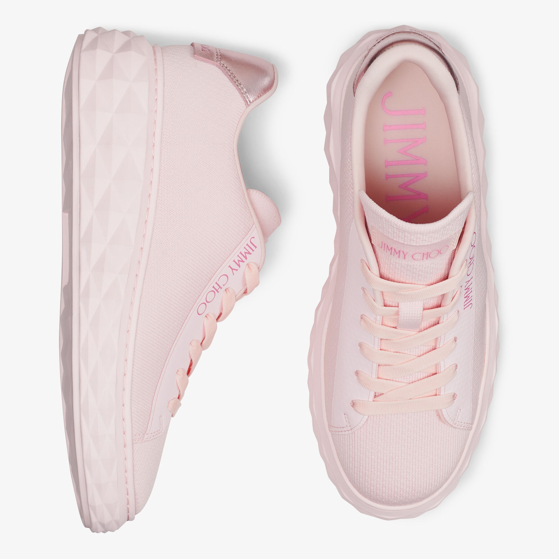 JIMMY CHOO Diamond Light Maxi/f Powder Pink Knit Low-Top