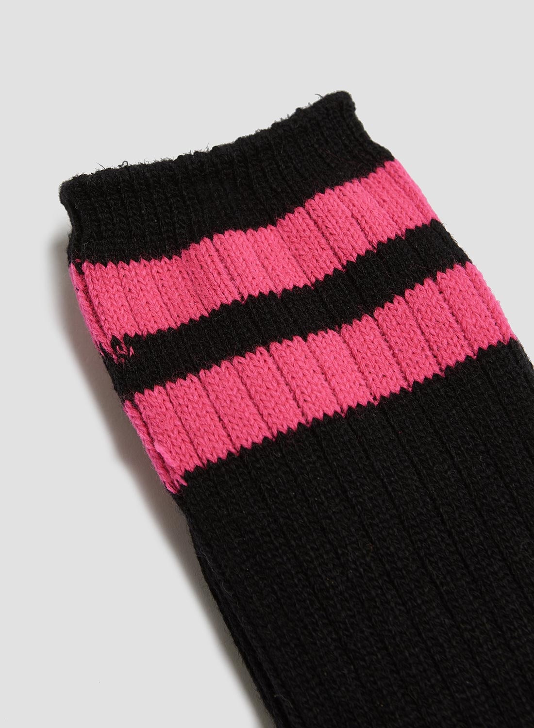 Anonymous Ism Wool Cashmere Neon Stripes Crew Sock in Black - 2