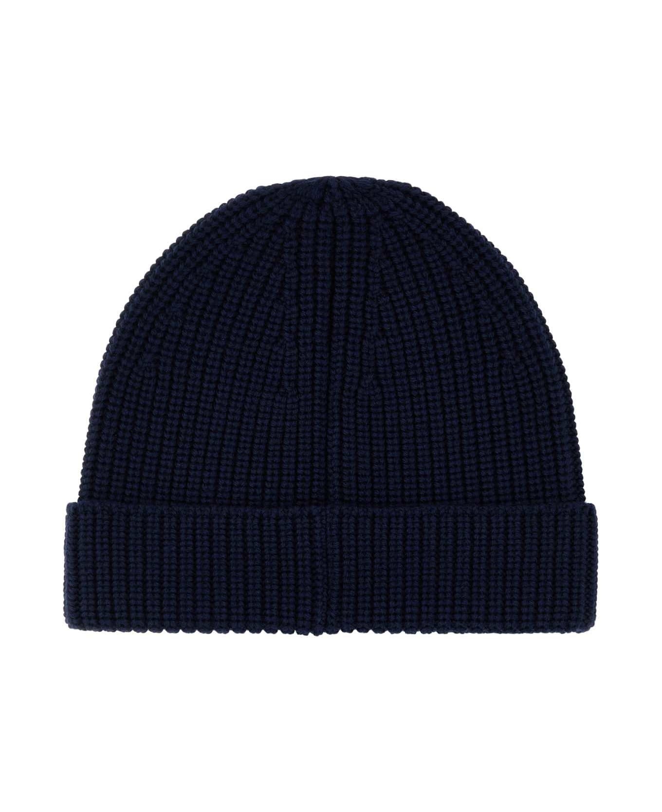 Midnight Blue Wool Beanie Hat - 2