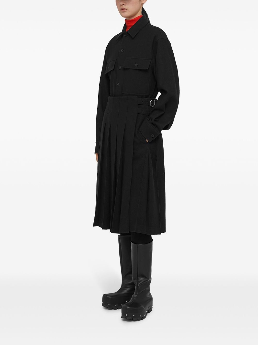 high-waist pleated midi skirt - 3