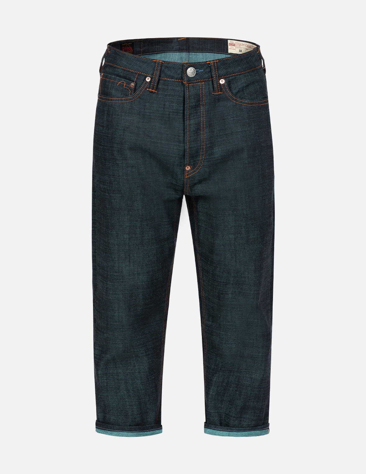 Koi Embroidery and Brushstroke Daicock Print Cropped Jeans #2027 - 2