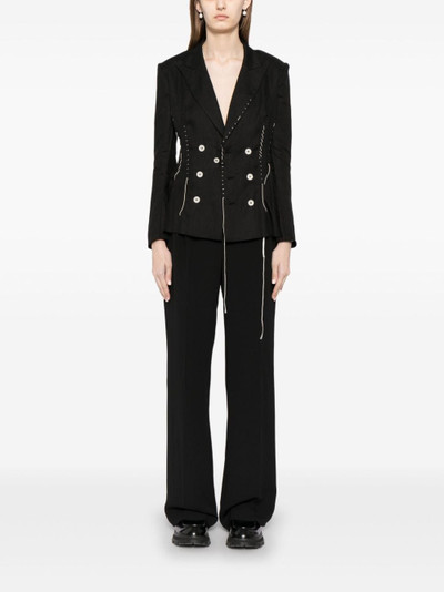 Yohji Yamamoto contrast-stitch linen blazer outlook