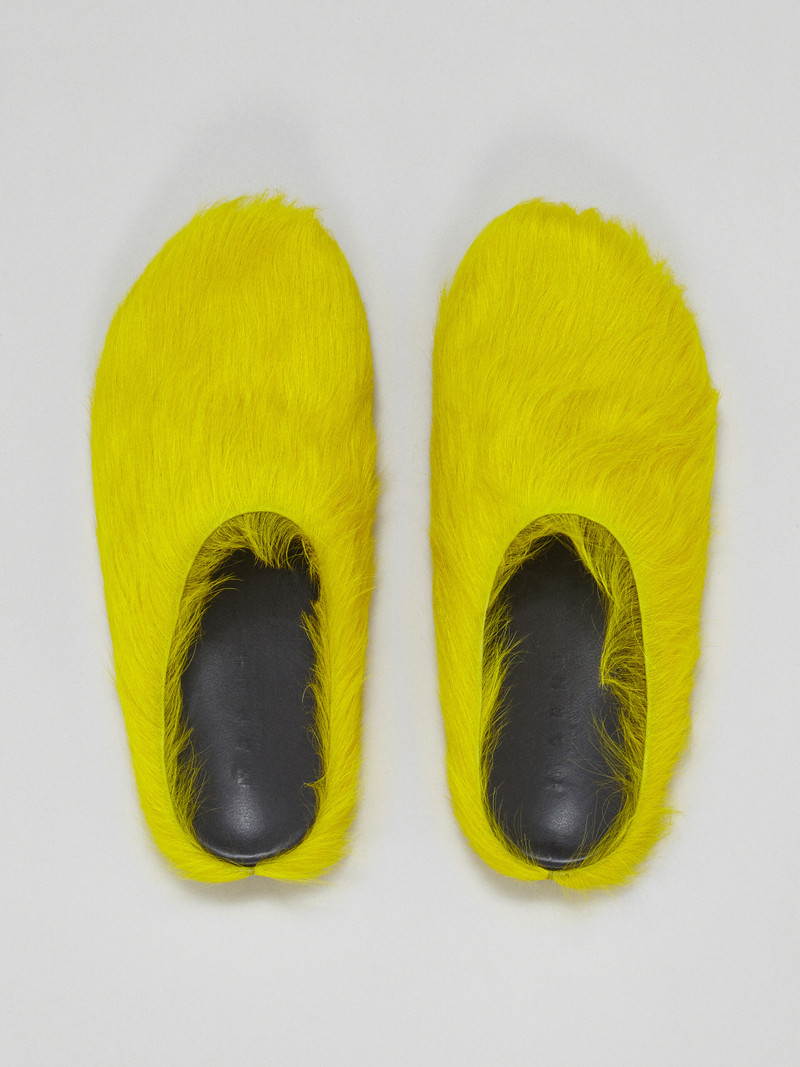 YELLOW LONG HAIR CALFSKIN FUSSBETT SABOT 4