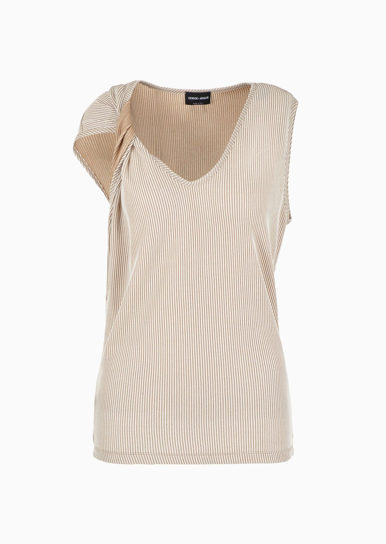 Ribbed viscose crew-neck top - 1