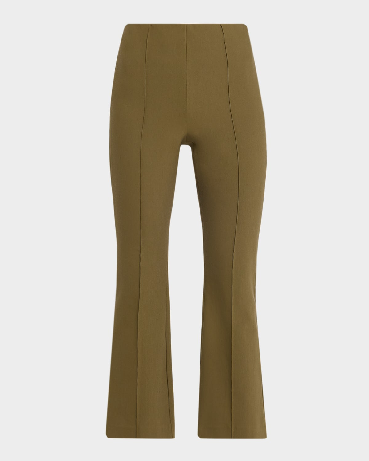 Cropped Flare-Leg Pintuck Pants - 1