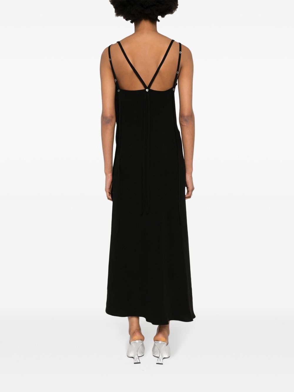 detachable-sleeves silk maxi dress - 6