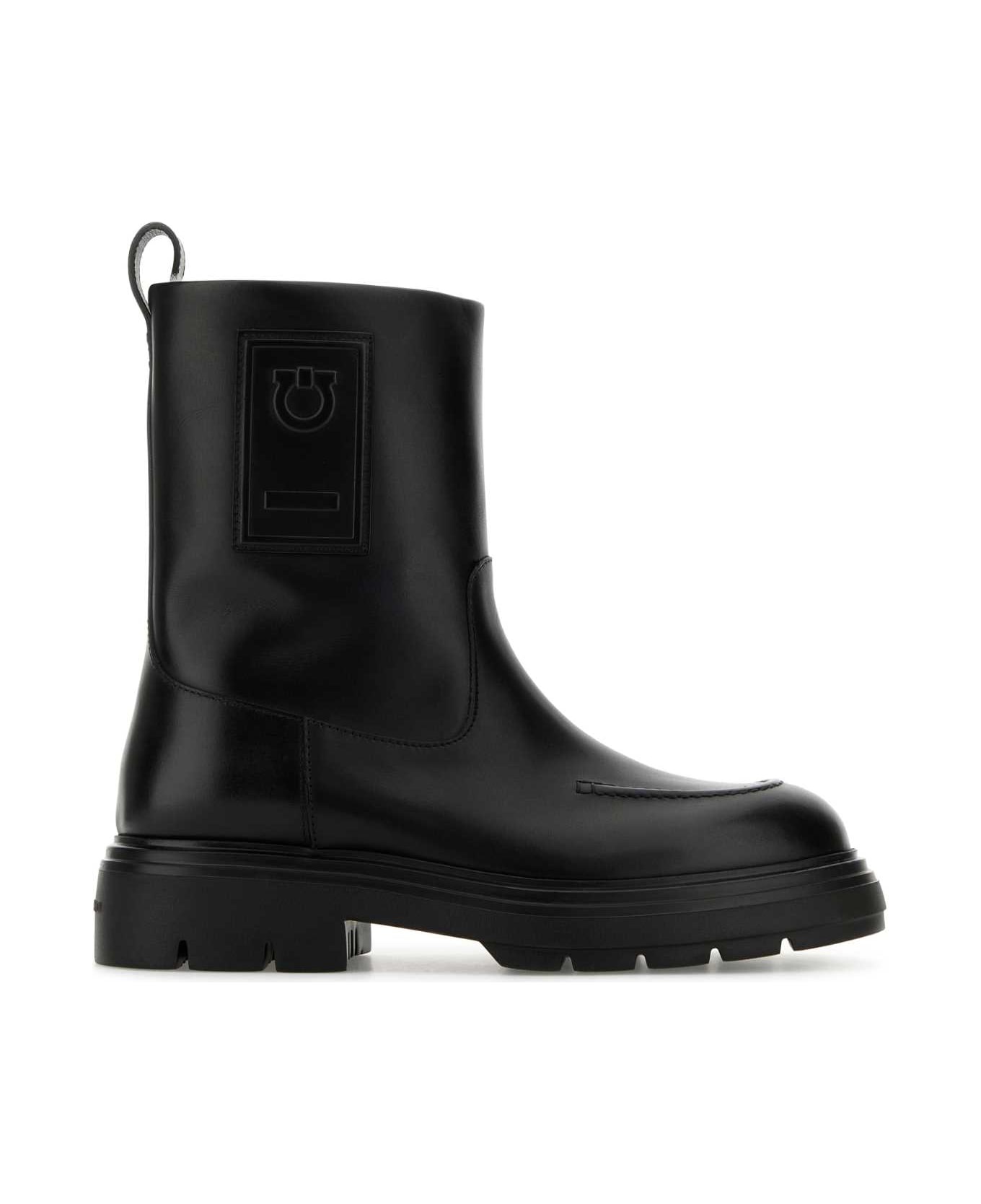 Black Leather Tirba Ankle Boots - 1